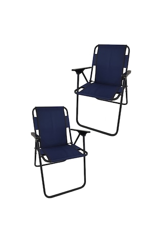 Bofigo 60X80 Granit Desenli Katlanır Masa + 2 Adet Katlanır Sandalye Kamp Seti Bahçe Takımı Lacivert