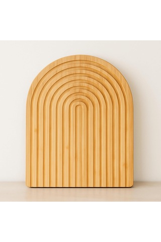 Dekoratif Oval Kesme Ve Sunum Tahtası, Bambu, 32.5 X 24.5 Cm, Doğal Çok Renkli