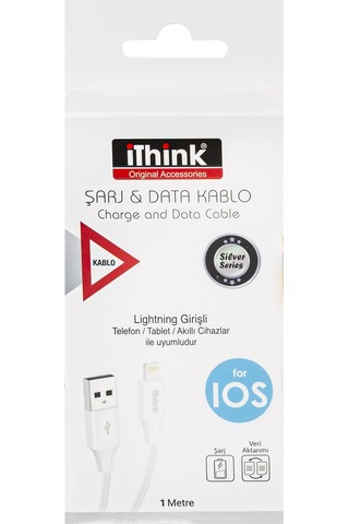Ithink Silver Lightning Şarj Veri Aktarım Kablosu 1 M Beyaz