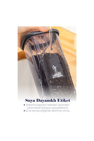 Vienev Etiketli Poly Kapak 1.75 L Saklama Kabı Antrasit - Beyaz 6'lı
