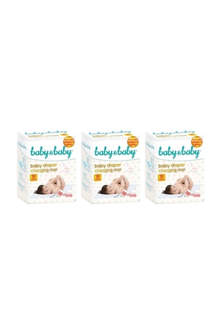Baby & Baby Kaydırmaz Bantlı Bebek Bakım Örtüsü 60 x 60 CM 3 x 10 Adet