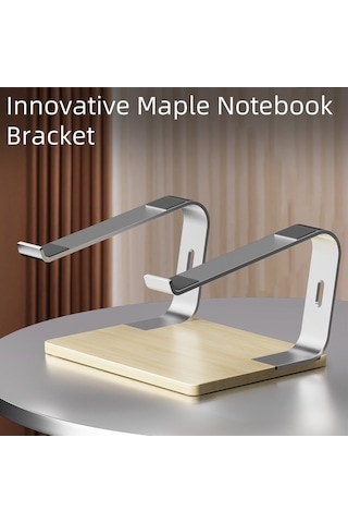 Ebitda Alüminyum + Ahşap G1 Dizüstü Standı - Gri, 25x20cm, 17,3 Laptoplar İçin Isı Dağıtımı Ve Yükseltme Braketi