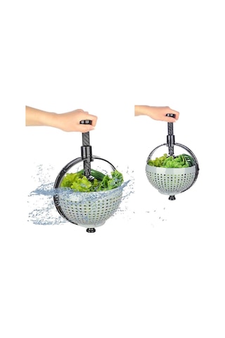 Hızlı Salata Kurutucu Süzgeç- Dönerli Süzgeç Dev Boy Yeşil