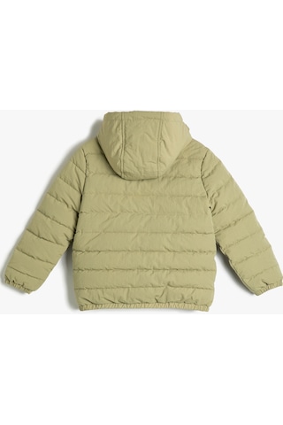 Koton Şişme Mont Kapşonlu İçi Polar Astarlı Cepli Etiket Detaylı Yeşil 4wkb20033tw 4WKB20033TW786 Yeşil