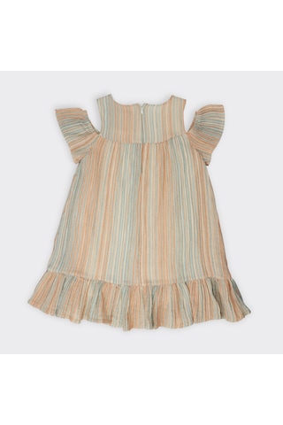 Kız Çocuk Çizgi Desenli Elbise 2411gk26069-4360 001