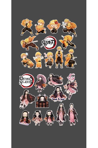 Zenitsu Agatsuma-nezuko Kamado-demon Slayer - 2li Sticker Set - Parlak Kağıt - Başarı Çıkartmaları- Süsleme Etiket