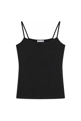 Vadon 1007 Kadın Pamuklu Slim Fit İnce Askılı Yumuşak Dokulu Basic Atlet Body Siyah