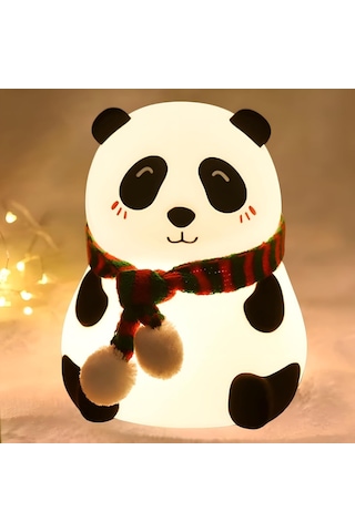 Sevimli Panda Gece Lambası Silikon Led Işık Çocuk Odası Dekoru Hediye Gözü Açık Çok Renkli