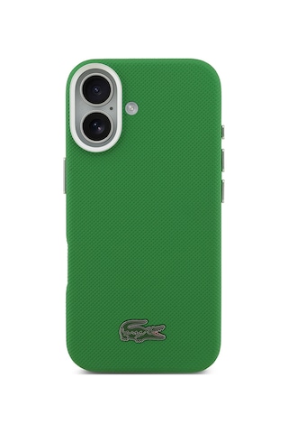 Apple iPhone 17 Kılıf Lacoste Lisanslı M-safe Uyumlu Pvc Pike Desenli İkonik Timsah Logolu Kapak Yeşil