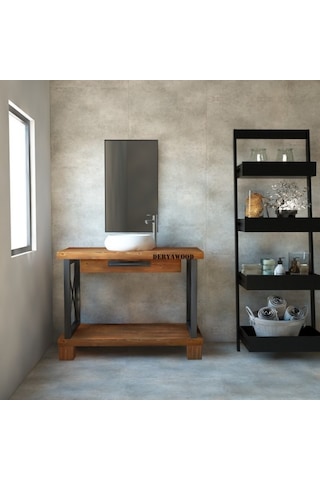 Deryawood  Vento Banyo Dolabı 40*100*76 Açık Ceviz Çok Renkli