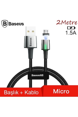 Baseus Zinc Magnetic Usb Kablo Şarj Android Mikro Başlık 2Metre