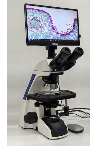 Ece Opto-edu Laboratuvar Araştırma Mikroskobu Trinoküler 2000x Infinity Plan Optik Sistem Ve Lcd Ekranlı Mikroskop Kamerası Alüminyum Bavulda