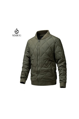 Kışlık Pamuklu Ceketler, Erkek Dik Yaka Fermuarlı Montlar, Günlük Ceketler, Erkek Hırkaları, Erkek Giyim Yeşil