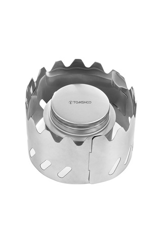 Fosenze Alüminyum Mini Alkol Ofisi + Paslanmaz Çelik Rüzgar Engelleyici, Hafif Taşınabilir, Kamp Piknik İçin, Gümüş Renk Gümüş