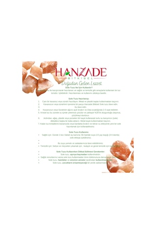 Hanzade Bitkisel Halit Tuz Sole Tuzu Pembe Şeffaf Berrak 3 KG