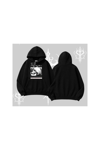 Tarzsokak Kapşonlu Sweatshirt Rebellion Skull Underground Street Legacy Siyah