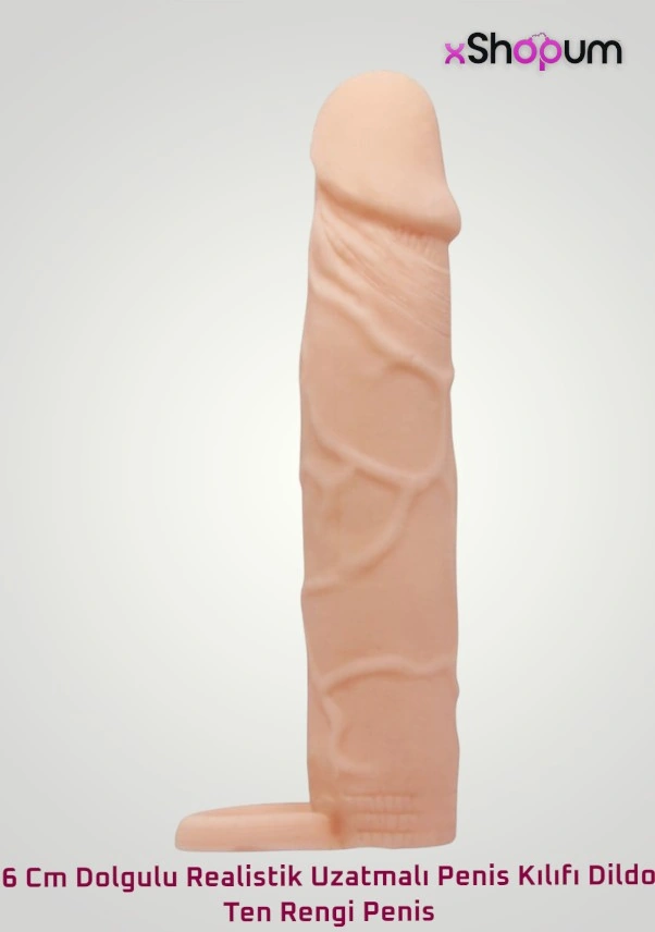 xShopum 6 Cm Dolgulu Realistik Uzatmalı Penis Kılıfı Dildo Ten Rengi Penis