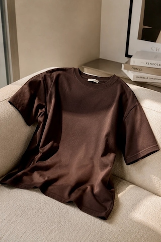 Bbbutikbasic Erkek Oversize Basic Bisiklet Yaka Pamuklu Tişört My3535 Kahverengi