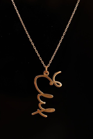 Isimli Dikey Imza Altın Gold 925 Ayar Gümüş Zincir Kolye Kişiye Ö (536422937)