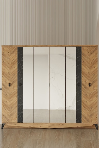 Modalife Avrupa Aynalı 6 Kapaklı Gardırop Atlantik Çam