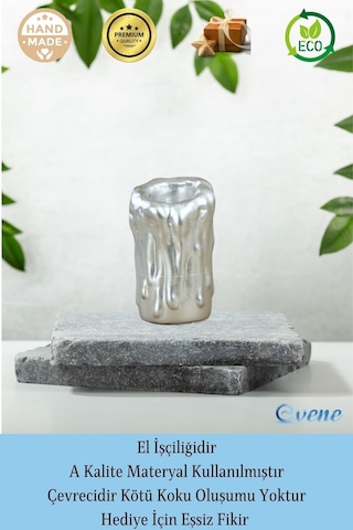 Mumluk Şamdan Tealight Mum Uyumlu Büyük Erimiş Mum Model - Gümüş