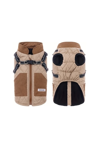 Elmpaly Khaki M Küçük Orta Boy Köpek Kışlık Rüzgearlık Yelek Ayarlanabilir Tasma Reflektif