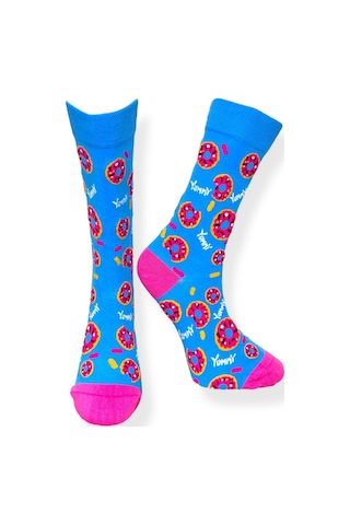 5'li Unısex Donut Tasarımlı Esnek Nem Alabilen Pamuklu Spor Soket Çoraplar Çok Renkli