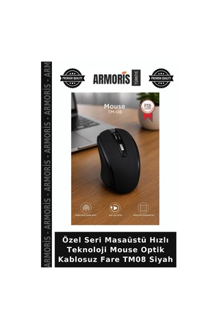 Özel Seri Masaüstü Hızlı Teknoloji Mouse Optik Kablosuz Fare Tm08 Siyah
