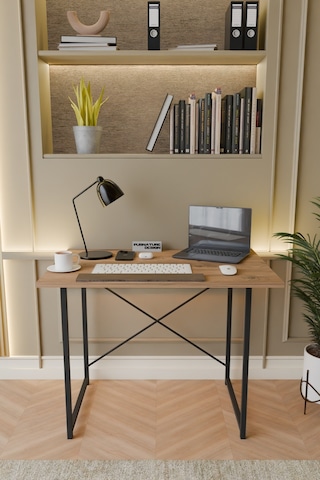 Metal Ayaklı Çalışma Masası Ofis Masası Atlantik Çam 60 x 90