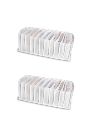 Serstil 2 Adet - Medium 11 Gözlü Çekmece Içi Düzenleyici Organizer 16 X 40 X 12 Beyaz