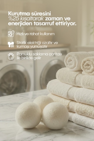 Çamaşır Yün Kurutma Topu - Doğal Yumuşatıcı - Kurutma Makinesi Için - 3 Adet - Xl Tr Diğer