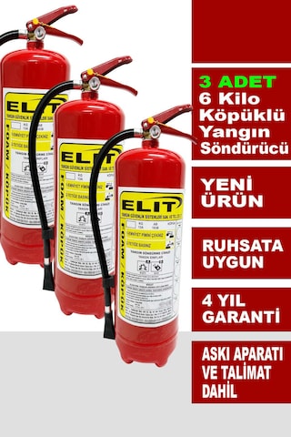 6 Kg Köpüklü Yangın Söndürme Tüpü Askı Aparatı Ve Talimat Dahil Ruhsata Uygun 3'lü Paket