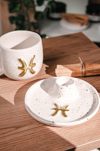 Balık Burcuna Özel El Yapımı Palo Santo Tütsülük Ve Kupa Seti 2 Adet Palo Santo Dahil -3186