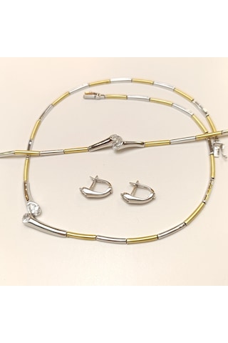 Oval Taşlı Set Takım 14 Ayar Altın Hd Videolu 42445188