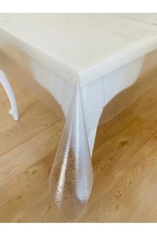 Neşe Home Collection Simli Şeffaf Muşamba Masa Örtüsü Gümüş - Gold Simli Renk Seçenek