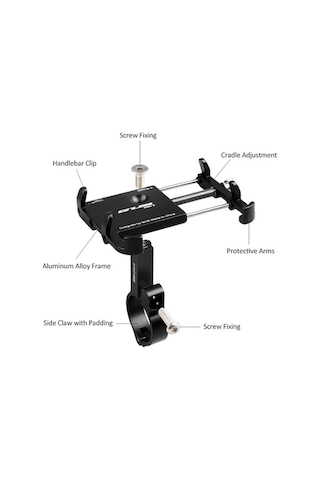 Besthome1 Alüminyum Bisiklet Telefon Tutucu, 3.5-6.2 İnç Telefonlar İçin Ayarı Değiştirilebilir, Siyah, Hafif Ve Dayanıklı Siya Siyah
