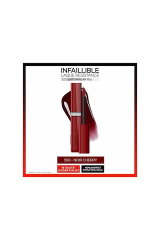 L'Oréal Paris Infaillible Matte Resistance Likit Parlak Ruj 550 Noir Cherry L'Oréal Paris Infaillible Matte Resistance Likit Parlak Ruj 550 Noir Cherry