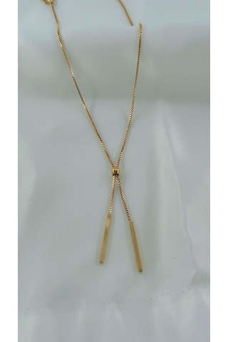 Kadın Ayarlana Bilinir Zincir Çelik Kolye Gold Renk Altın