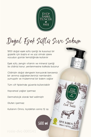 Eyüb Sabri Tuncer Eşek Sütlü Sıvı Sabun 6 x 500 ML + Rosie Pamuk