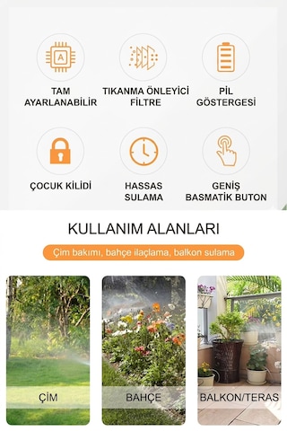 Dijital Otomatik Sulama Zamanlayıcısı - Akıllı Bahçe Sulama Kontrol Sistemi - Ipx5 Su Geçirmez
