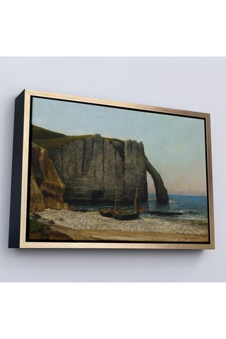 Çerçeveli Gustave Courbet - Etretat Kayalıkları Tablosu-7073