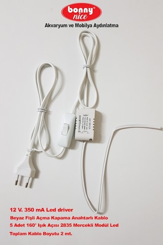 Akvaryum Modül Led Aydınlatma Beyaz Işık Anahtarlı 5'Li 432001734