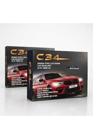 C34 Extreme H11 Şimşek Etkili Led Xenon Far Ampulü 6000k 60w 10800lm 2 Li Takım