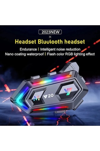 Y20 Motor Kurye Kask Kulaklık Rgb Modlu Motosiklet Kulaklık 5.3 Interkom