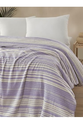 Pamuklu 4 Mevsim Çift Kişilik Battaniye, 180x220 Cm,%70 Pamuk%30 Polyester Lila Diğer
