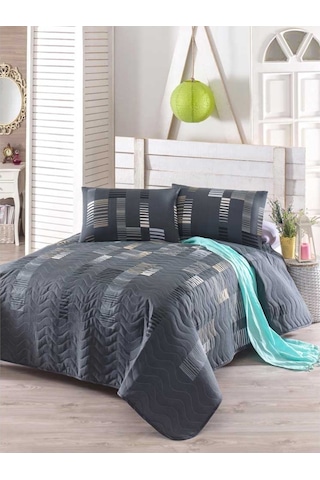 Eponj Home Kapitone Yatak Örtüsü Seti Tek Kişilik Trace Antrasit