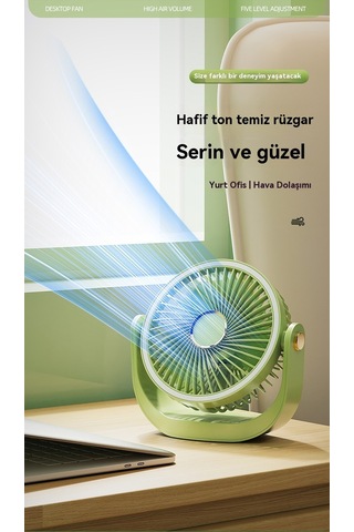 Aurora Fan Gece Lambasık Lipsi Fan Ofis Masaüstü Usb Şarjı Beyaz