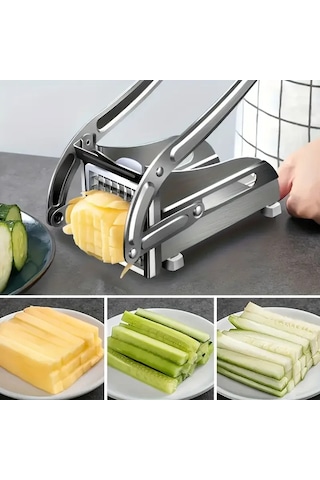 Çelik Patates Dilimleyici - Çok Fonksiyonlu Patates Dilimleyici, Sebze Doğrayıcı &amp Amp Rendeli A Çok Renkli