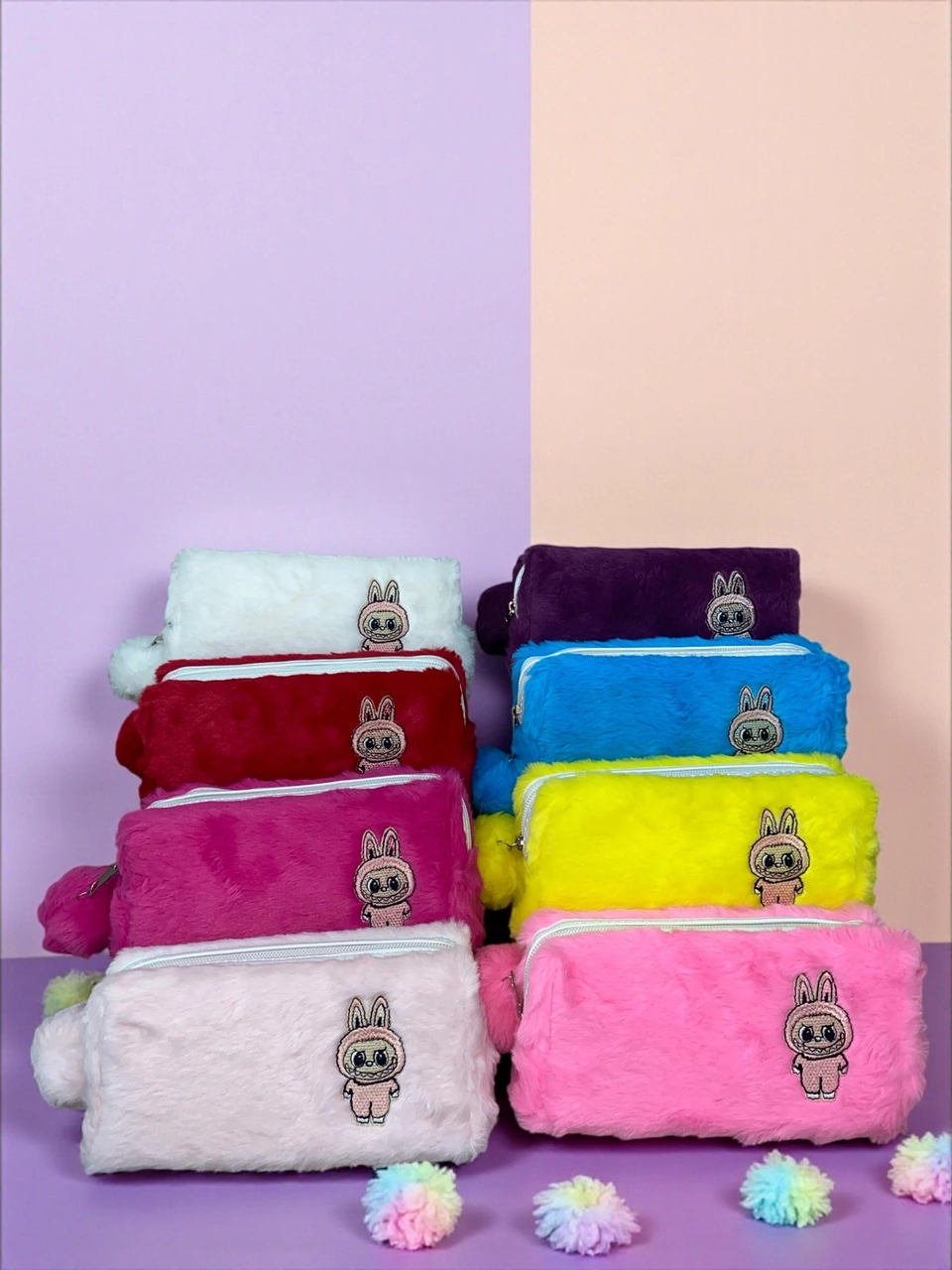 Labubu Desenli Peluş Kalemlik Karışık Renkler 22x12 Cm Renk Belirtiniz Çok Renkli