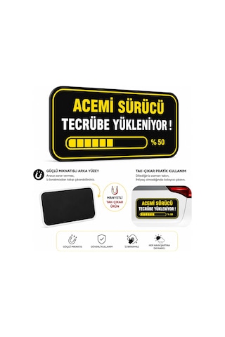 Mega Oto Market Acemi Şoför - Acemi Sürücü Magneti Tak Çıkar Manyetik Araba Bagaj Uyarı Levhası - Tecrübe Yükleniyor